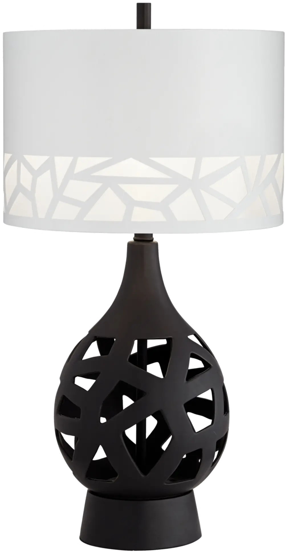 Modern Black Ceramic Geometric Pattern Table Lamp - Rubin-1