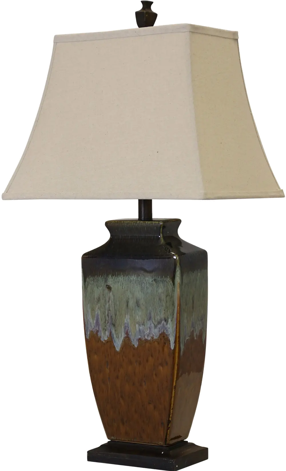 Brown, Navy, Green and Blue Reactive Glaze Ceramic Table Lamp-1