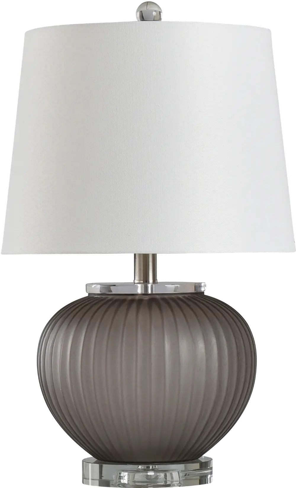 Gray Smoke Ribbed Glass Table Lamp with Clear Acrylic Base-1
