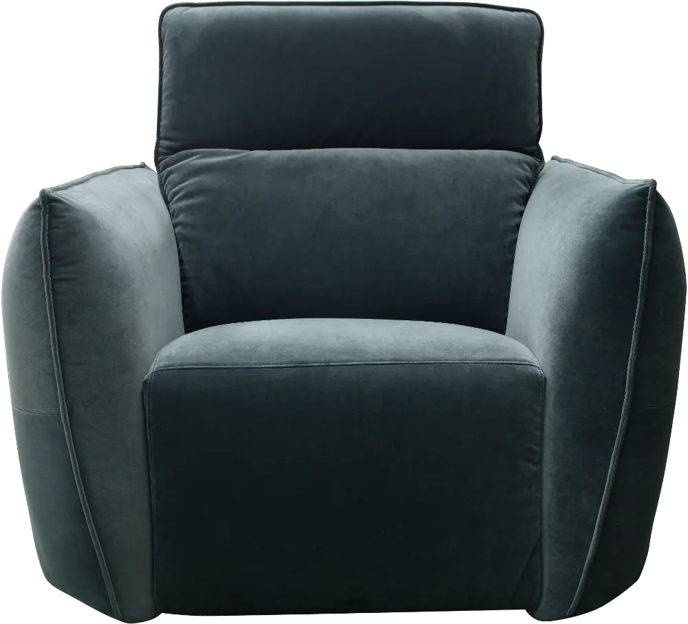 Transitional Midnight Blue Power Recliner with Manual Headrest - Harley-1