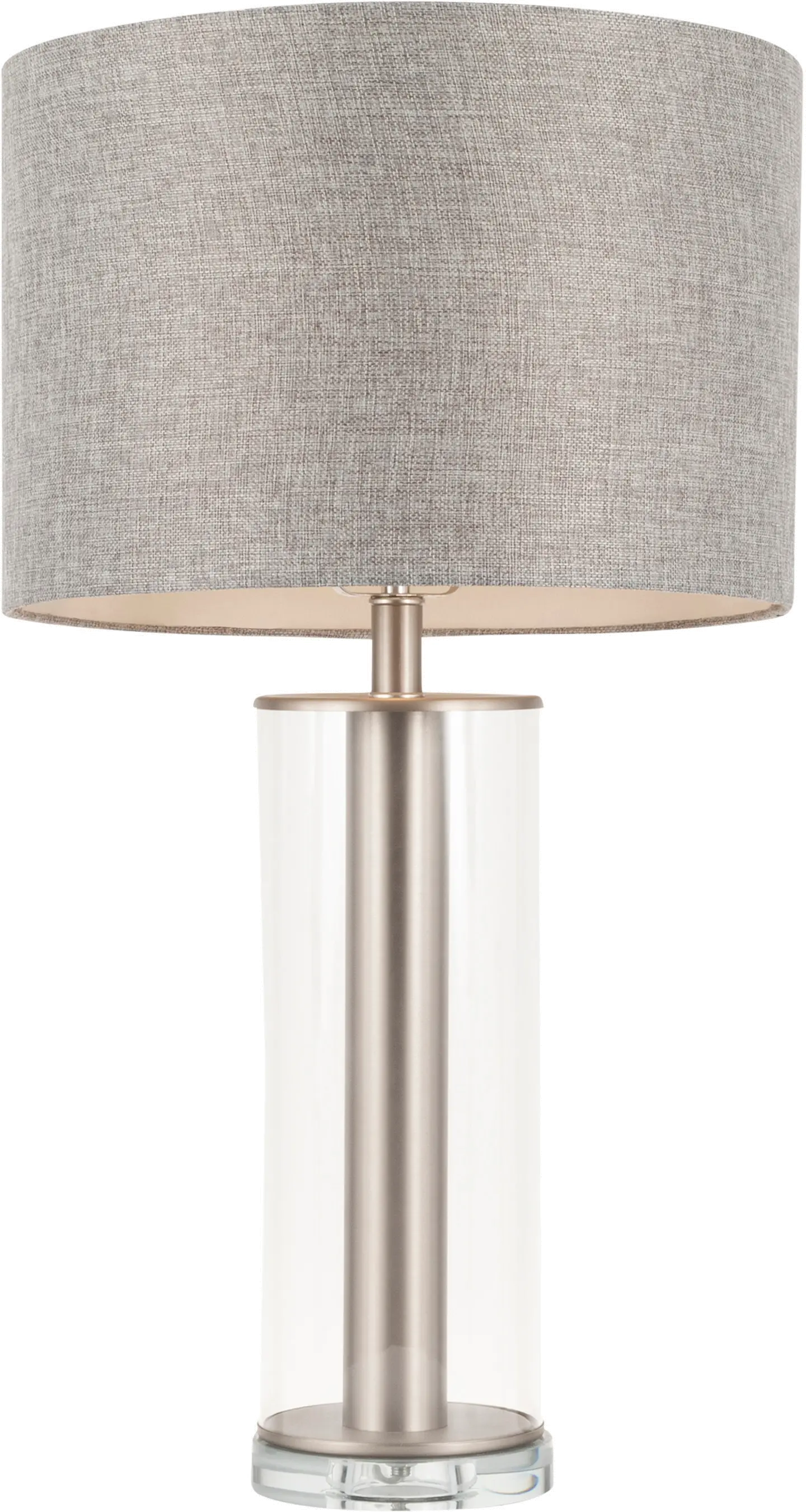 Photos - Chandelier / Lamp Lumisource Brushed Nickel Metal Table Lamp with Glass Base - Glacier LS-GL