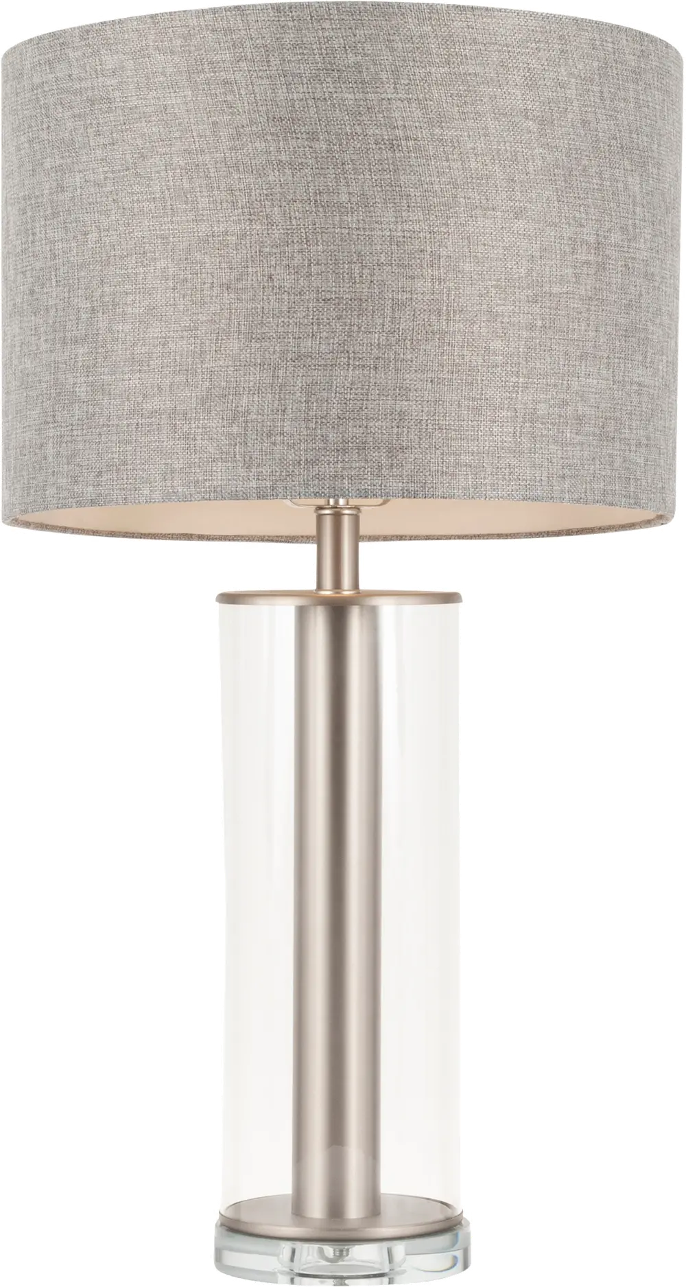 LS-GLCRTB GY Brushed Nickel Metal Table Lamp with Glass Base - Glacier-1