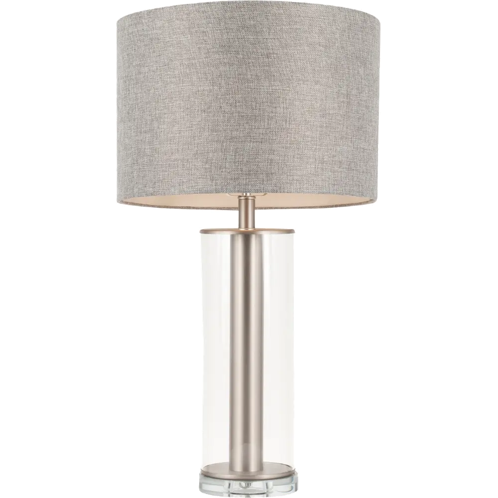 LS-GLCRTB-GY Brushed Nickel Metal Table Lamp with Glass Base - Glacier-1