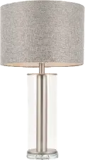 LS-GLCRTB-GY Brushed Nickel Metal Table Lamp with Glass Base - Glacier