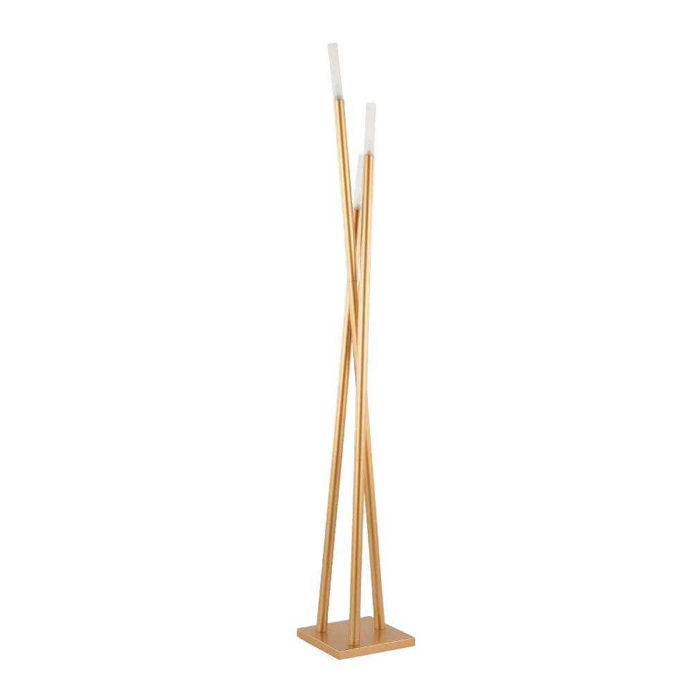 LSH-ICICLE-FL-AU Contemporary Gold Metal Floor Lamp - Icicle-1