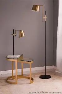 Antique Brass and Black Industrial Floor Lamp Metric RC Willey