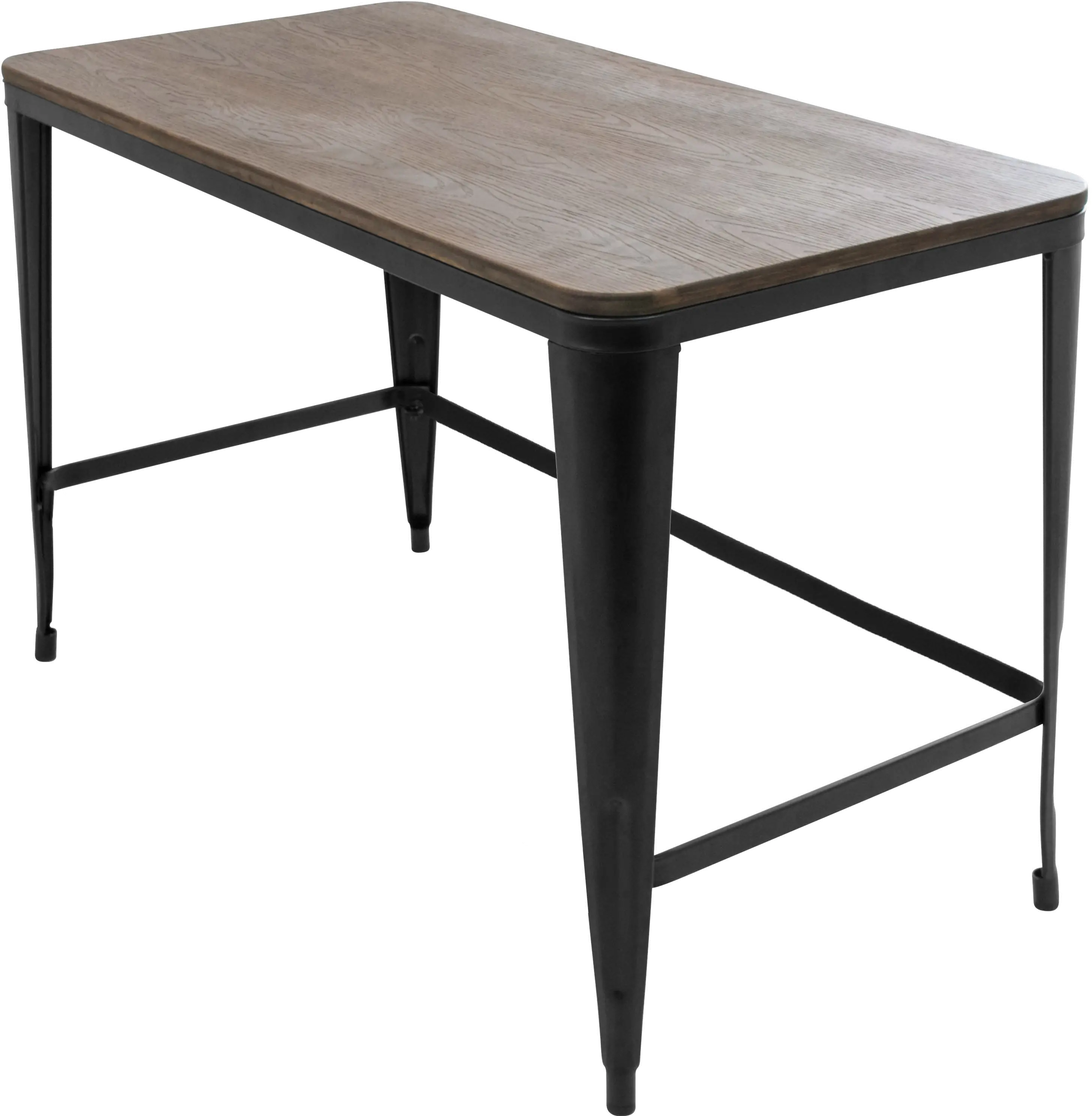 OFD-PIABK+E Industrial Black Metal Desk with Wood Top - Pia sku OFD-PIABK+E