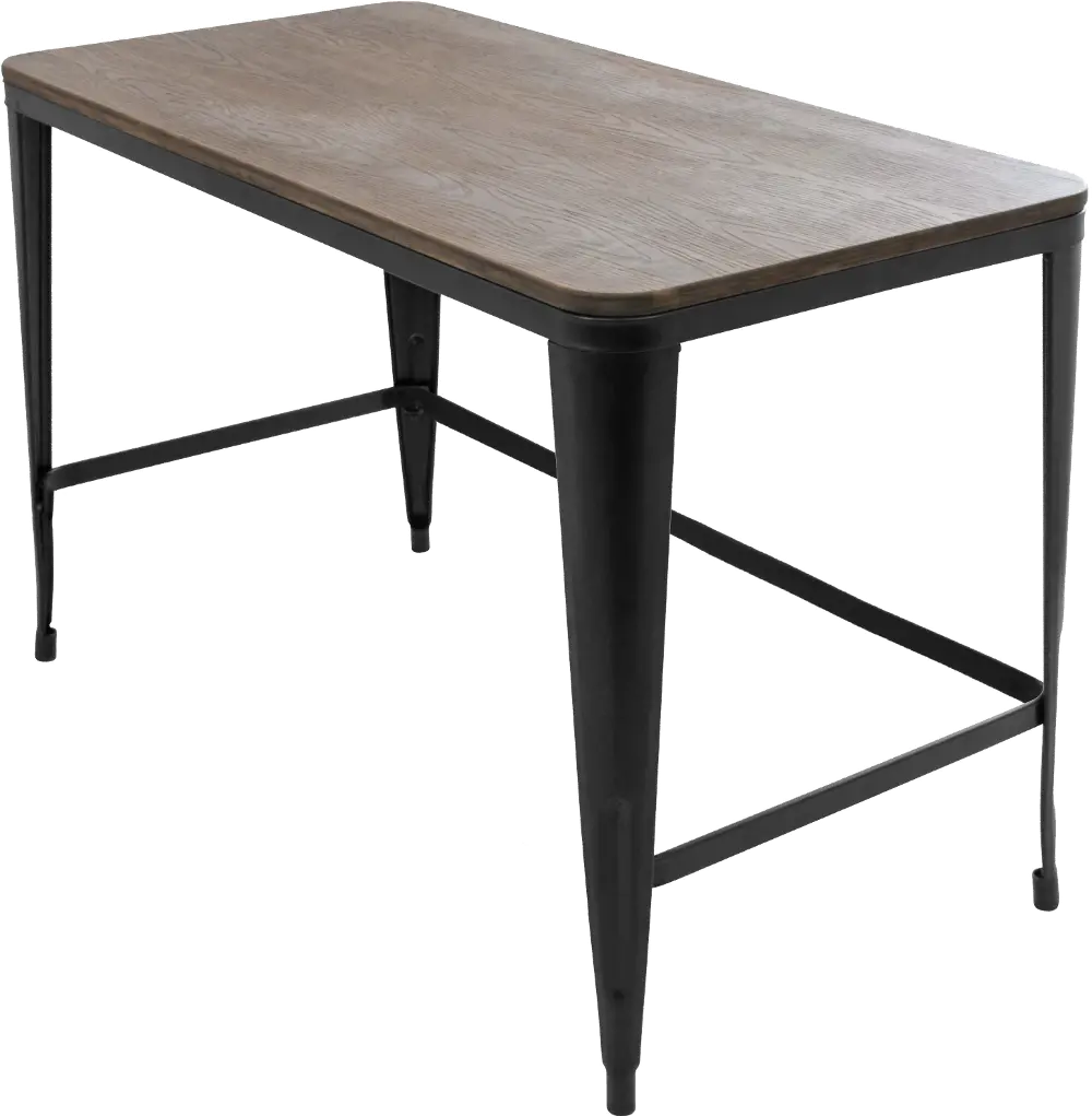 OFD-PIA BK+E Industrial Black Metal Desk with Wood Top - Pia-1