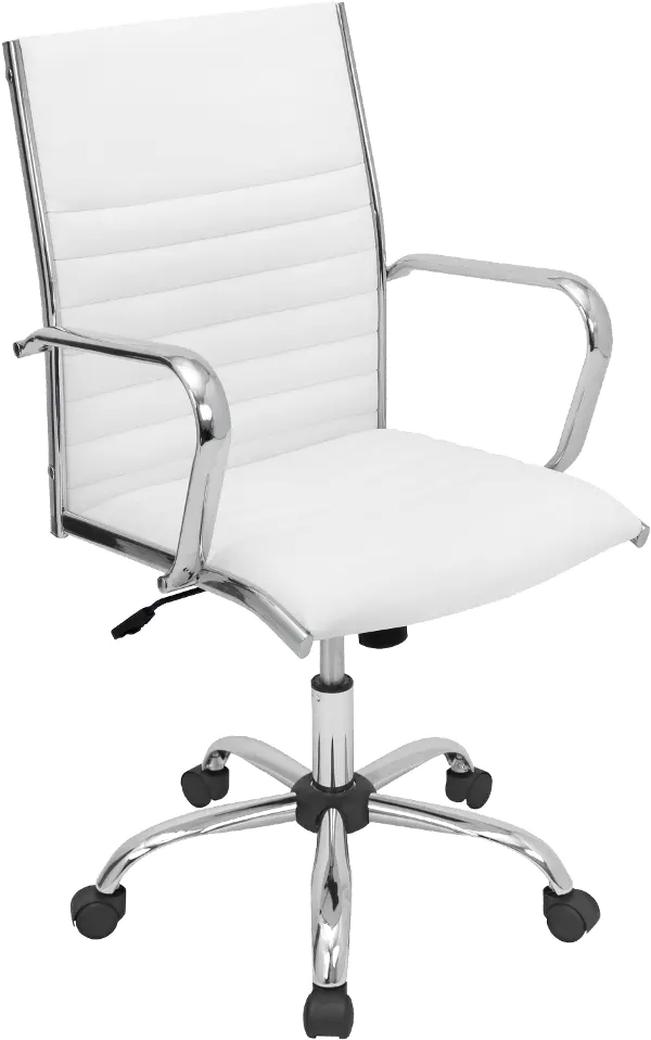 Master White Faux Leather Contemporary, Faux Leather Desk Chair White