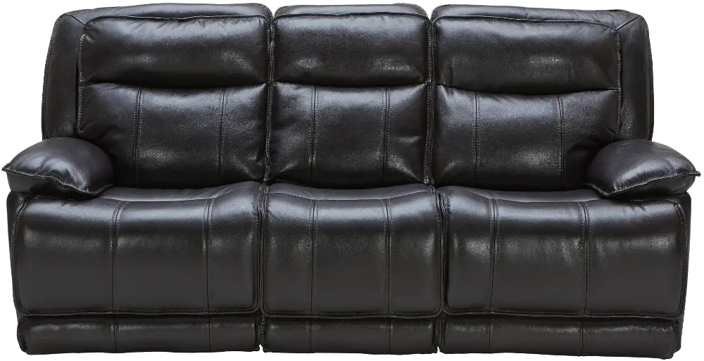 Triple Play Black Leather-Match Power Triple Reclining Sofa-1
