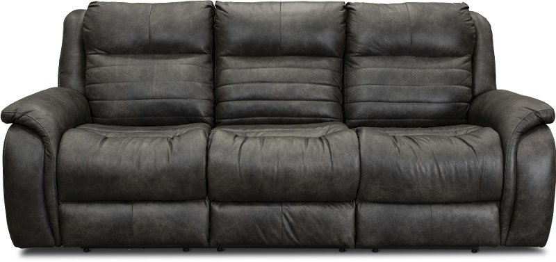 Slate Gray Socozi Double Power, Leather Power Reclining Sofa Made In Usa