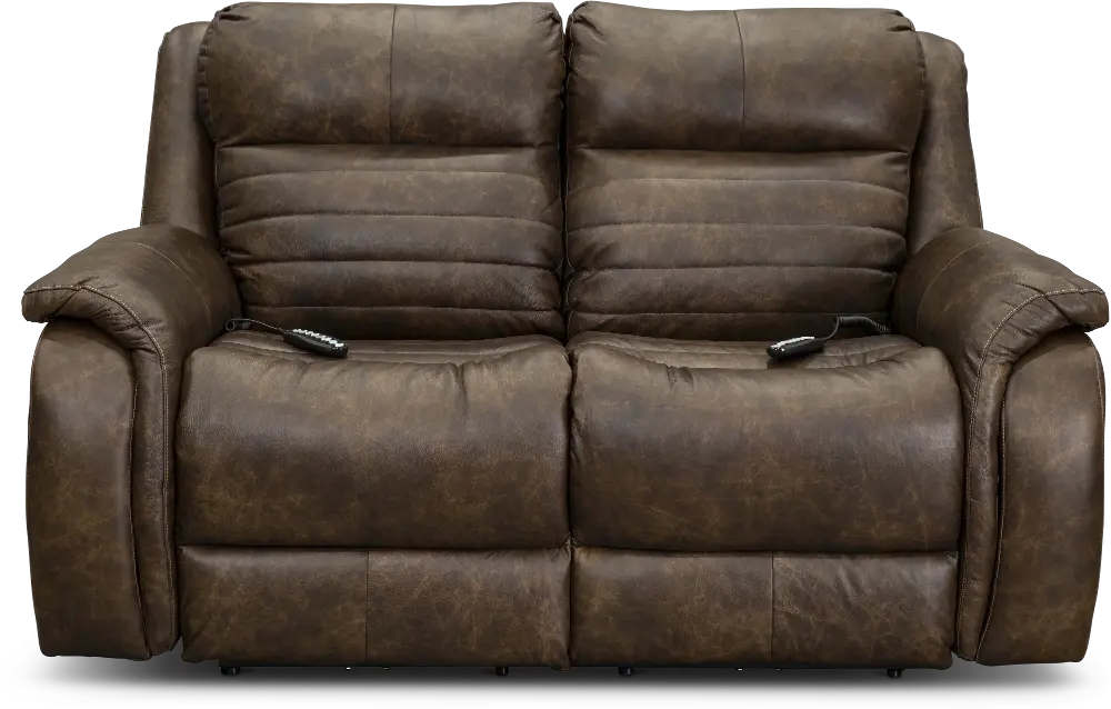 Essex Chaps Brown SoCozi Leather-Match Power Reclining Loveseat-1