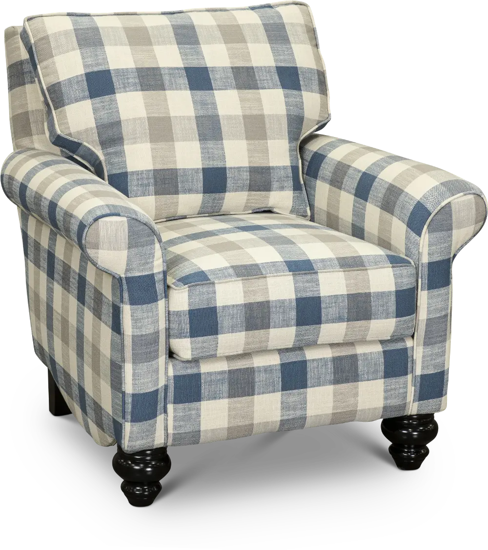 Blake Blue and Taupe Plaid Accent Chair-1