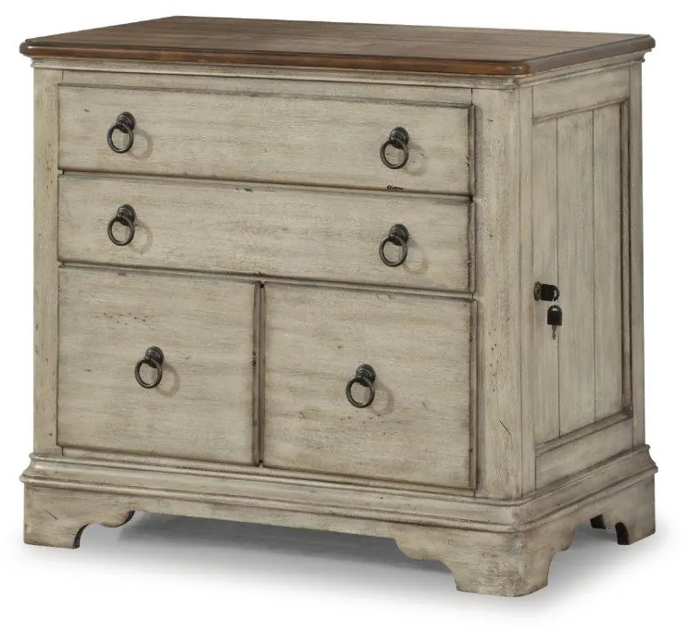 Distressed White Lateral File Cabinet - Plymouth-1