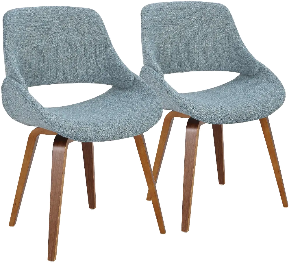 CH-FBCONL WLBU2 Fabrizzi Blue and Walnut Dining Room Chair (Set of 2)-1