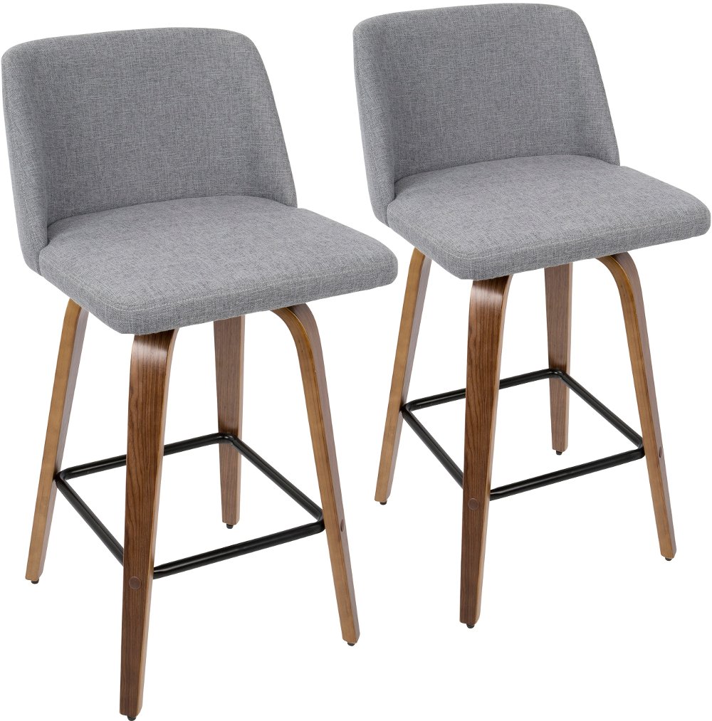 111613582 Mid Century Gray and Walnut Counter Height Stool ( sku 111613582