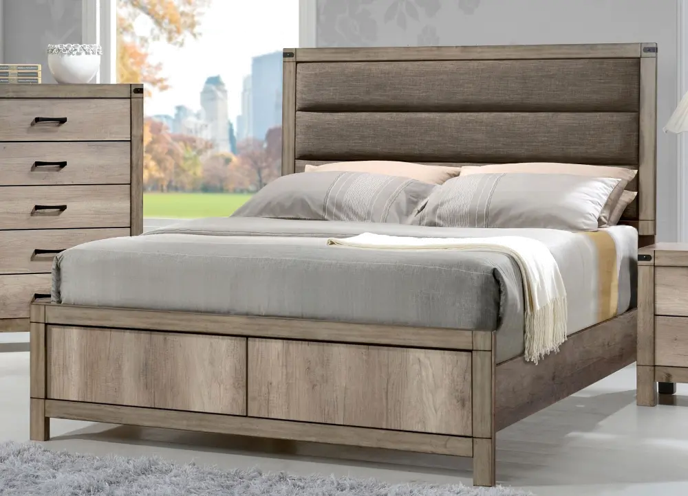 Matteo Rustic Contemporary Antiqued White Queen Bed-1