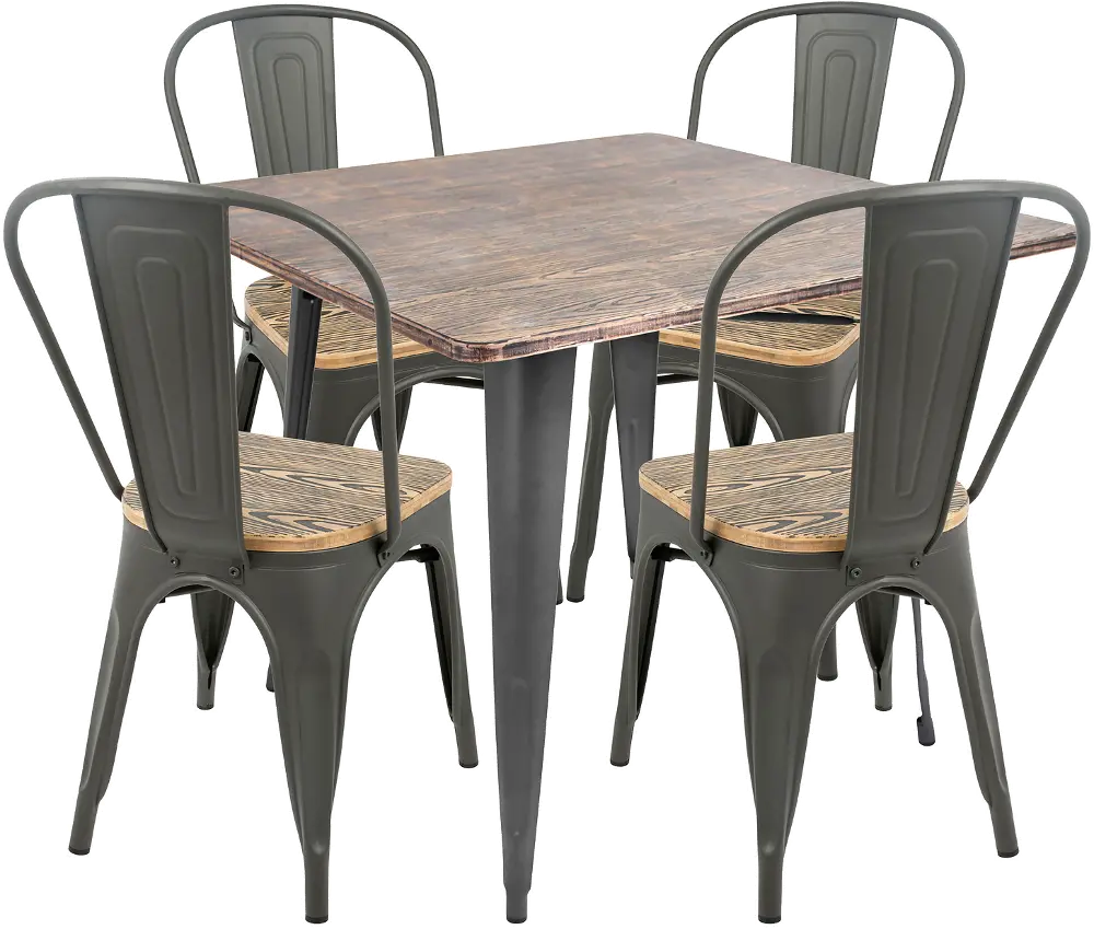 DS-TW-OR-SQ Industrial Gray and Brown 5 Piece Dining Set - Oregon-1