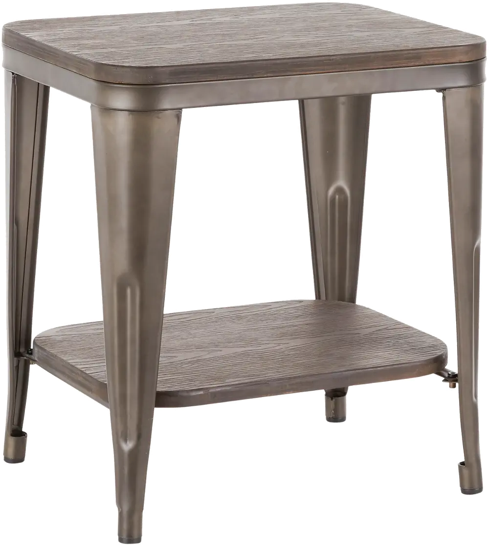 TE-OR ANE Oregon Antique Metal and Espresso End Table-1