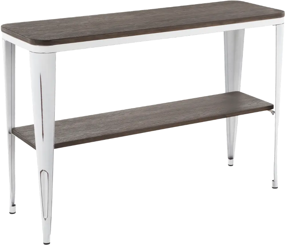 TBC-OR1648-VW+E White Metal and Espresso Bamboo Industrial Sofa Table - Oregon-1