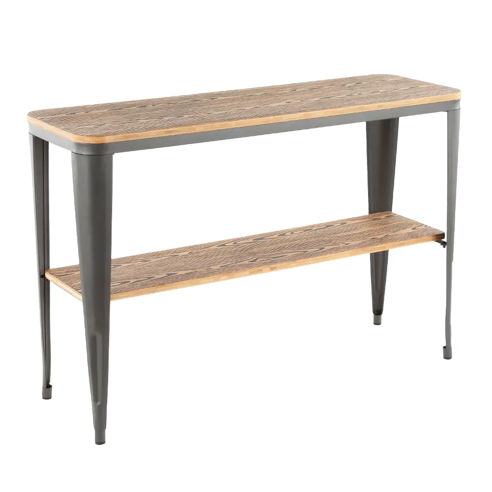 TBC-OR1648-GYBN Matte Grey Metal And Bamboo Sofa Table - Oregon-1
