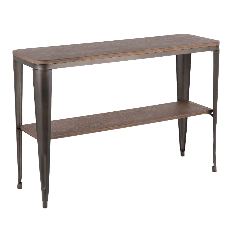 TBC-OR1648-AN+E Antique Metal and Espresso Bamboo Sofa Table - Oregon-1