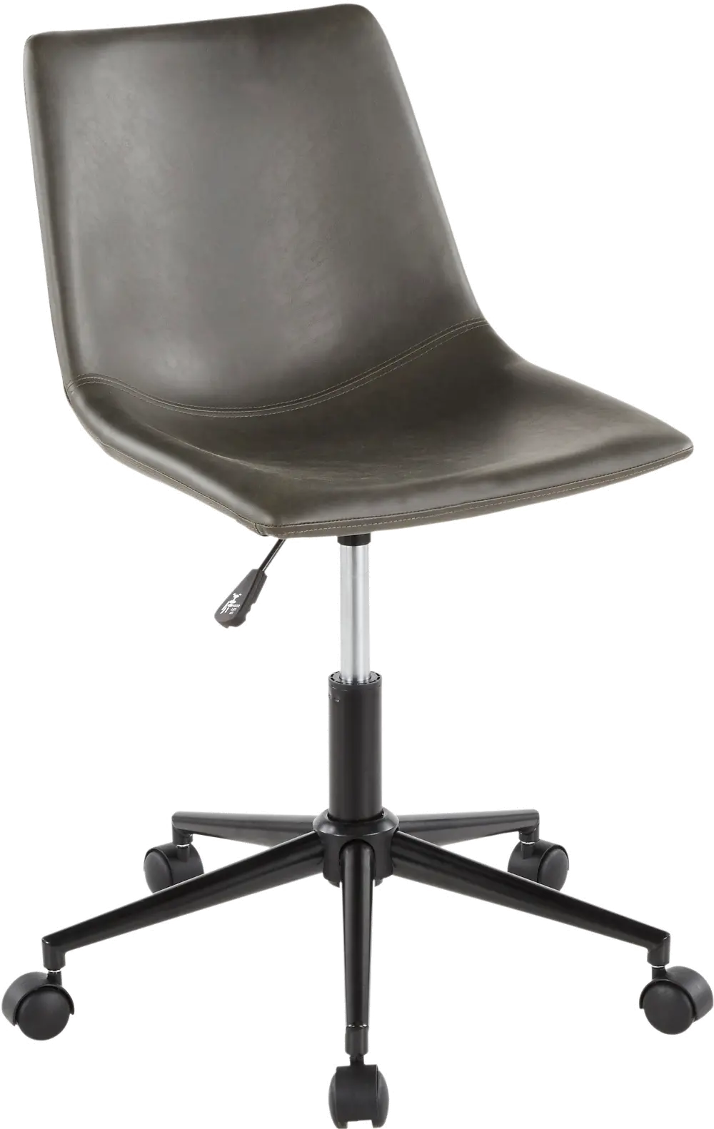 OC-DUKZ-BK+GY Grey Faux Leather Industrial Task Chair - Duke-1