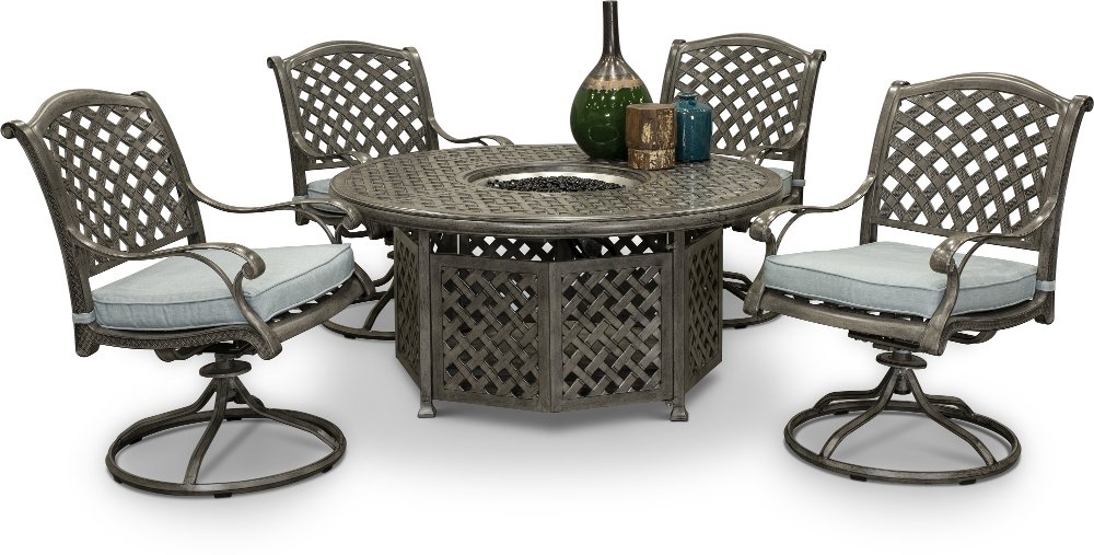 Macan Gray Metal 5 Piece Fire Pit Set
