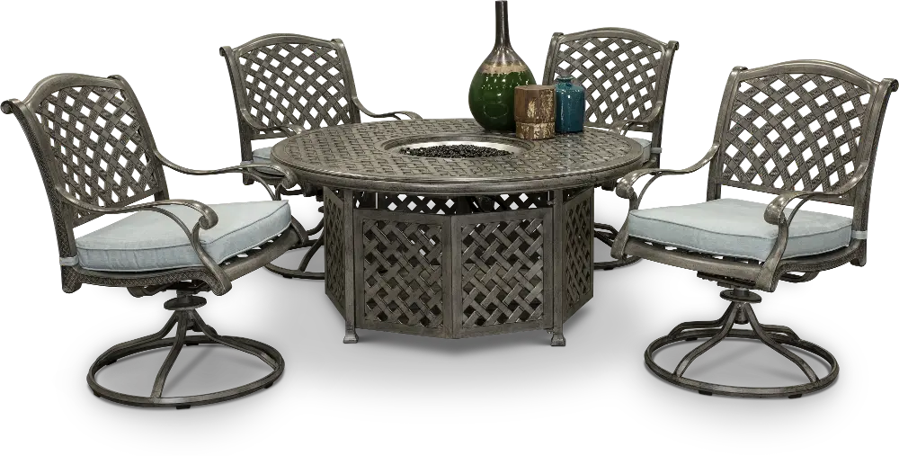 Macan Gray Metal 5 Piece Fire Pit Set-1