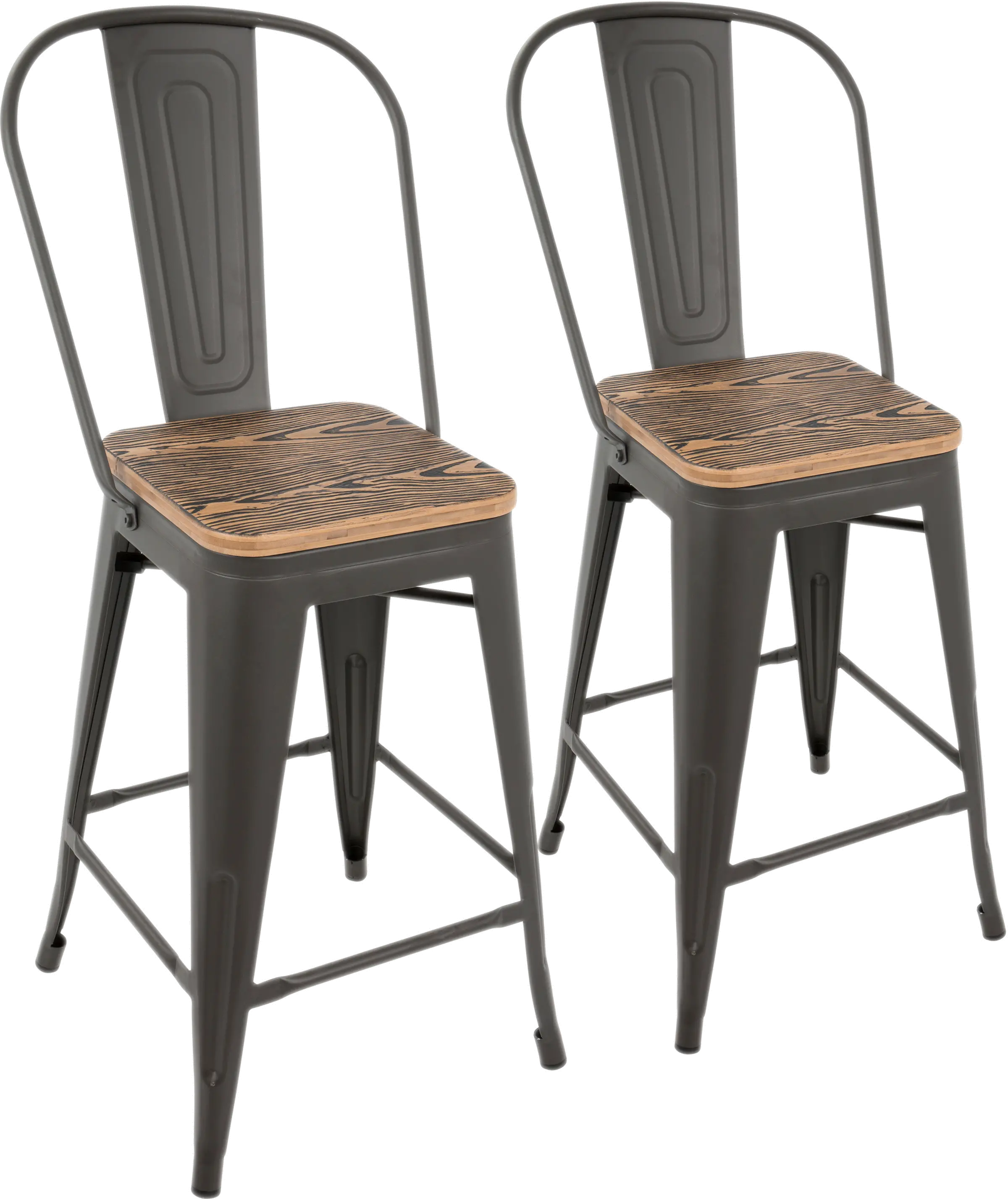 Oregon Gray and Brown Counter Height Stool, Set of 2