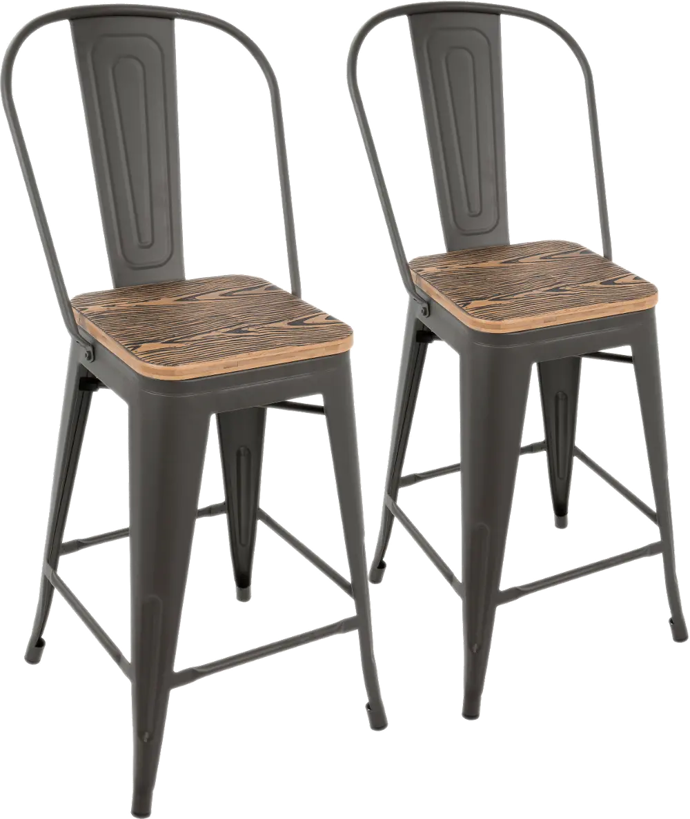 CS-ORHB GY+BN2 Oregon Gray and Brown Counter Height Stool, Set of 2-1