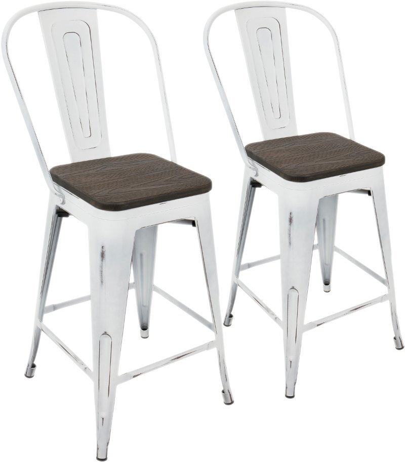 White And Espresso Counter Height Stool With Back Set White And Espresso Counter Height Stool