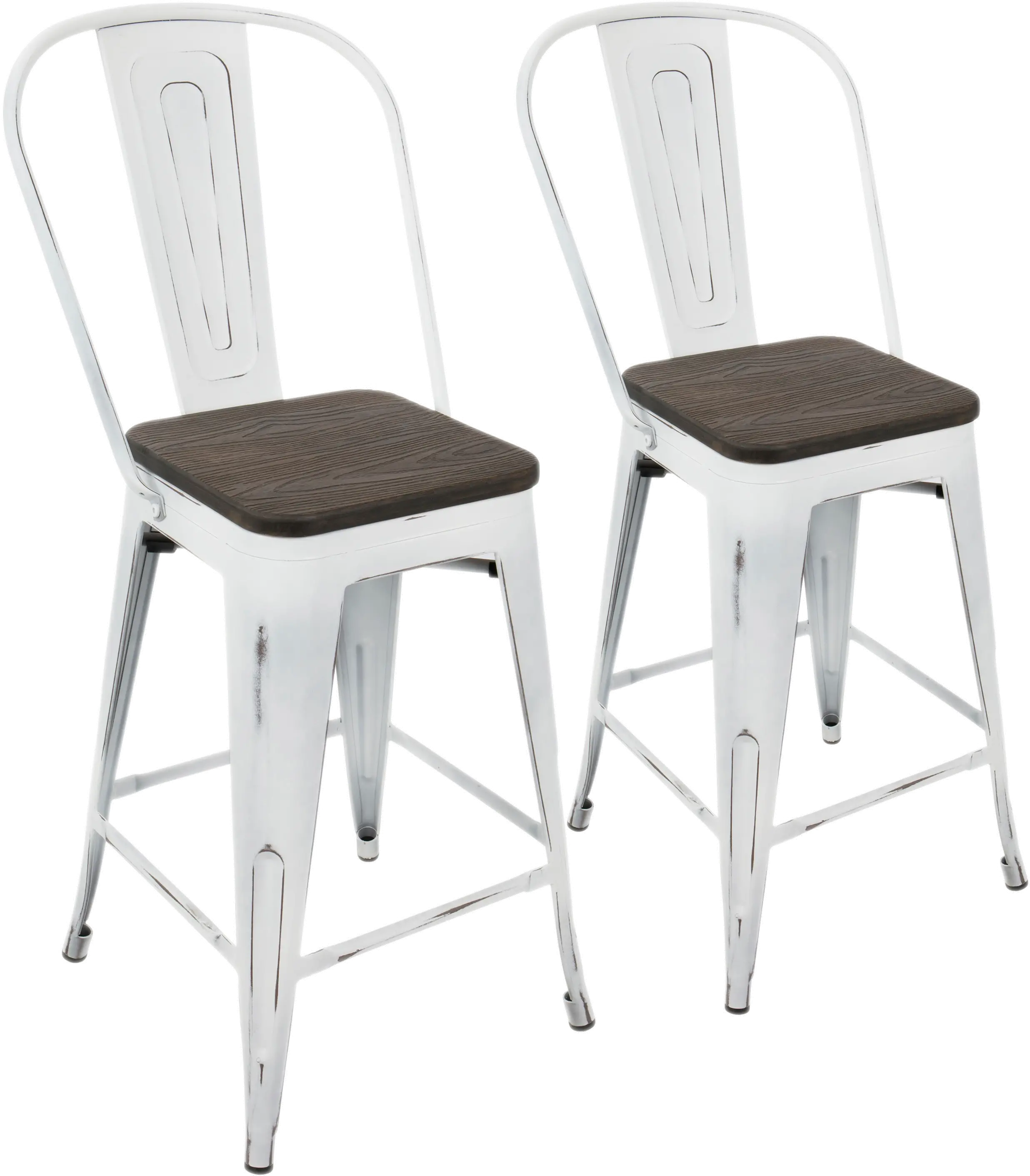 Oregon White and Espresso Counter Height Stool, Set of 2