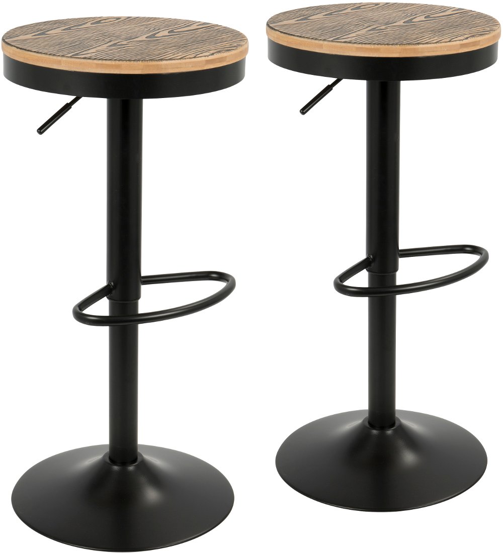 111619696 Dakota Black Adjustable Bar Stool, Set of 2 sku 111619696