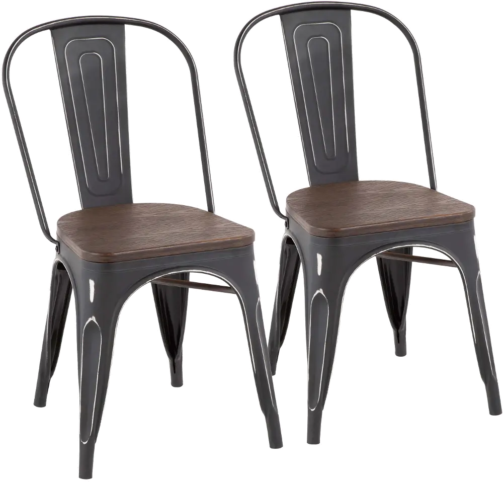 DC-OR-VBK+E2 Farmhouse Black and Brown Dining Room Chair (Set of 2) - Oregon-1