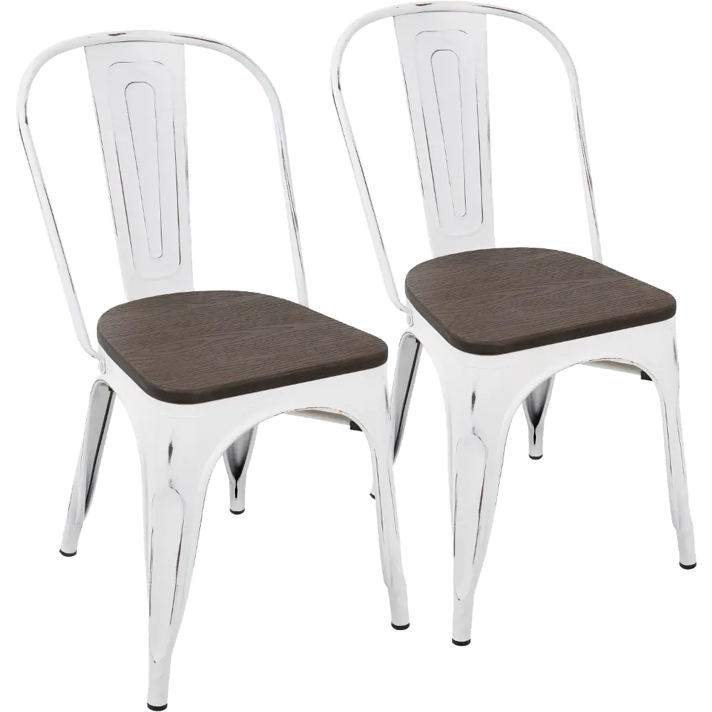 DC-OR-VW+E2 Farmhouse White and Brown Dining Room Chair (Set of 2) - Oregon-1