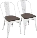 DC-OR-VW+E2 Farmhouse White and Brown Dining Room Chair (Set of 2) - Oregon