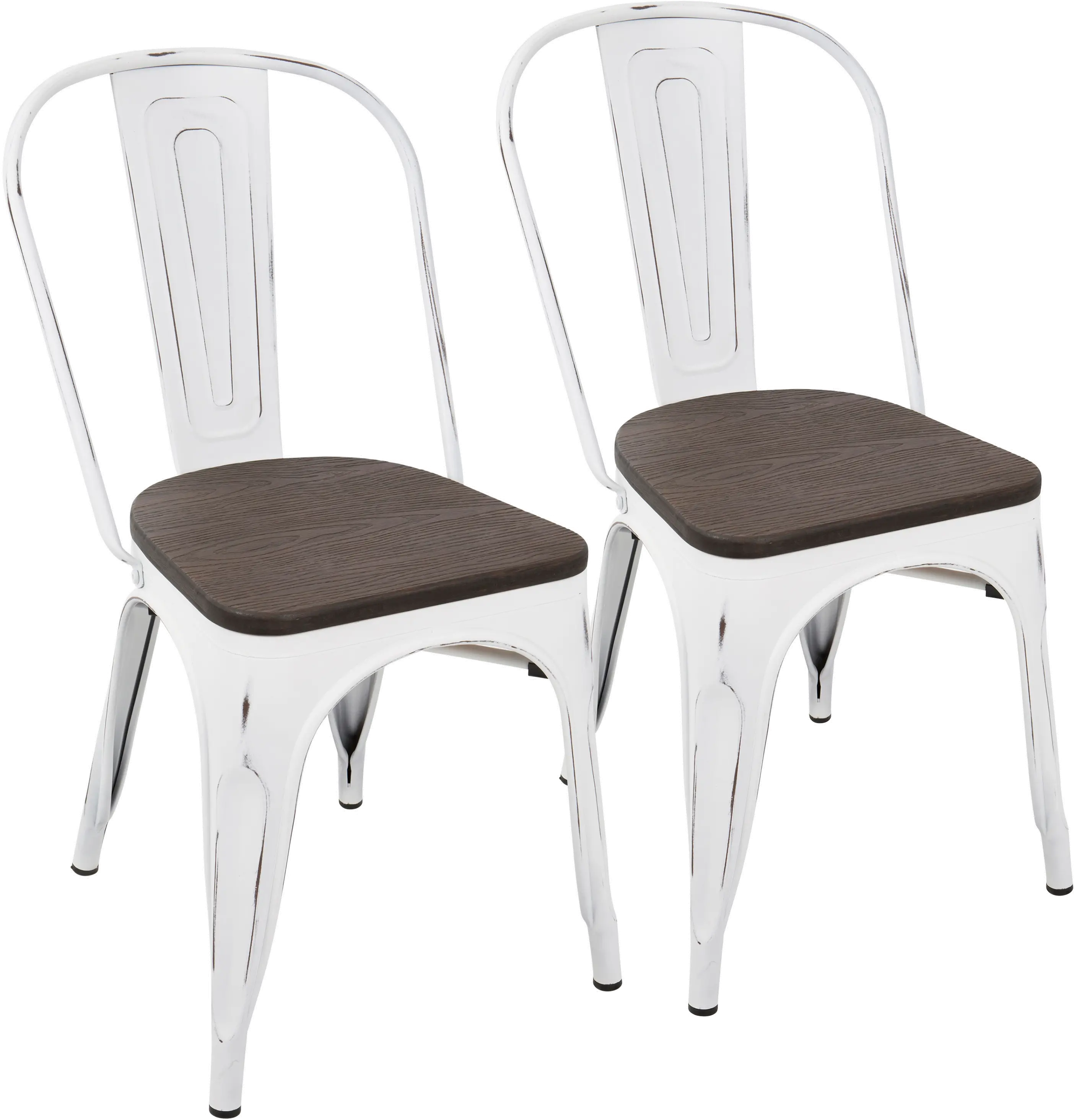 Oregon White and Brown Dining Room Chair, Set of 2