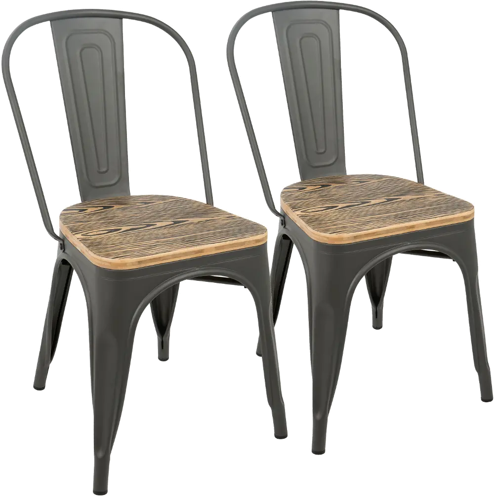 DC-TW-OR2 Farmhouse Gray and Brown Dining Room Chair (Set of 2) - Oregon-1