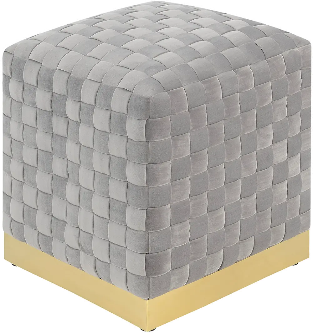 Contemporary Granite Gray Square Cube Ottoman-1
