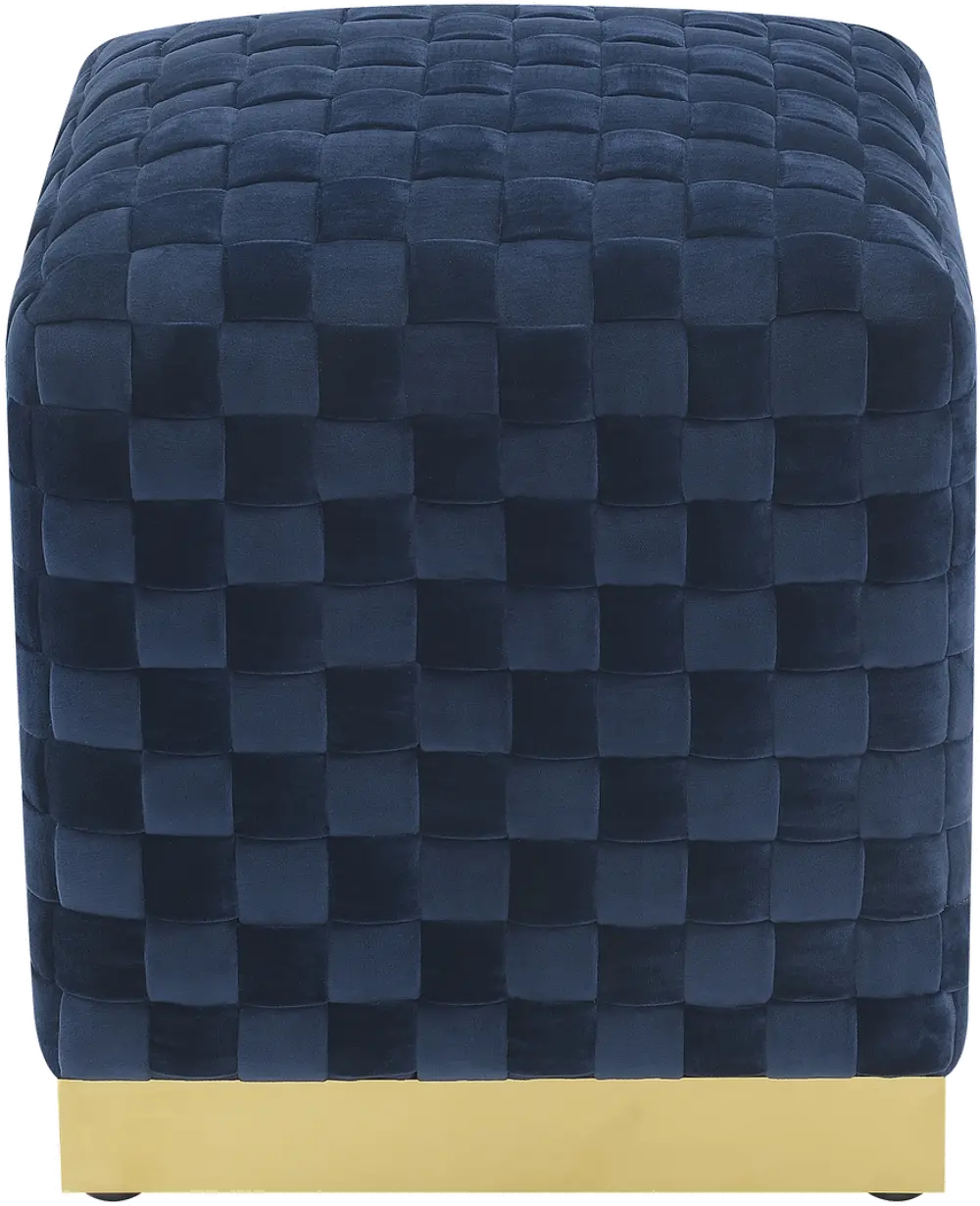 Contemporary Navy Blue Square Cube Ottoman-1