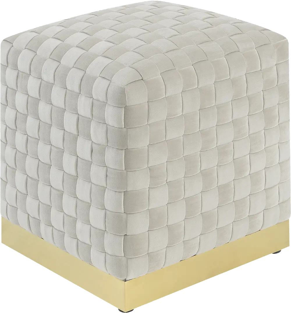 Contemporary Taupe Square Cube Ottoman-1