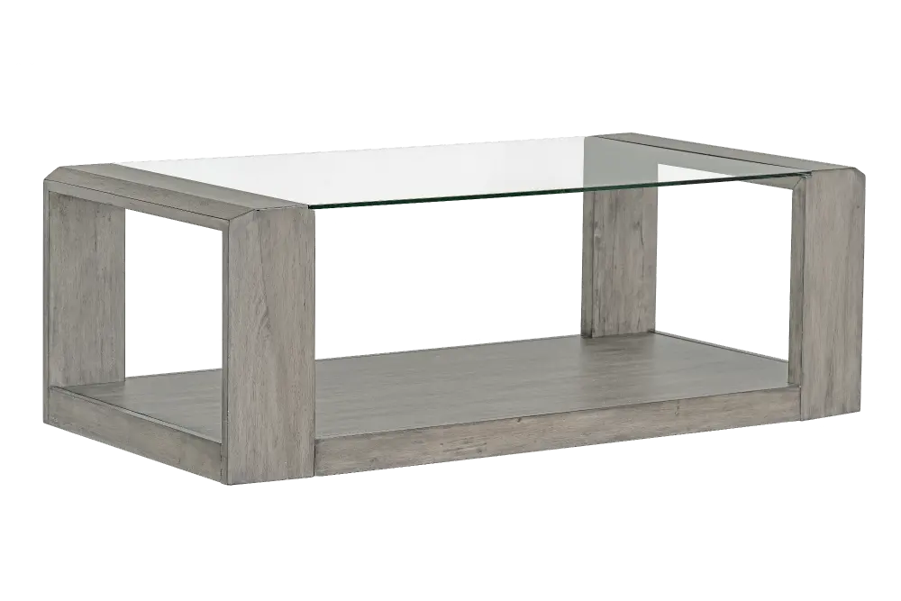 Contemporary Gray Coffee Table with Glass Top - Sonata-1