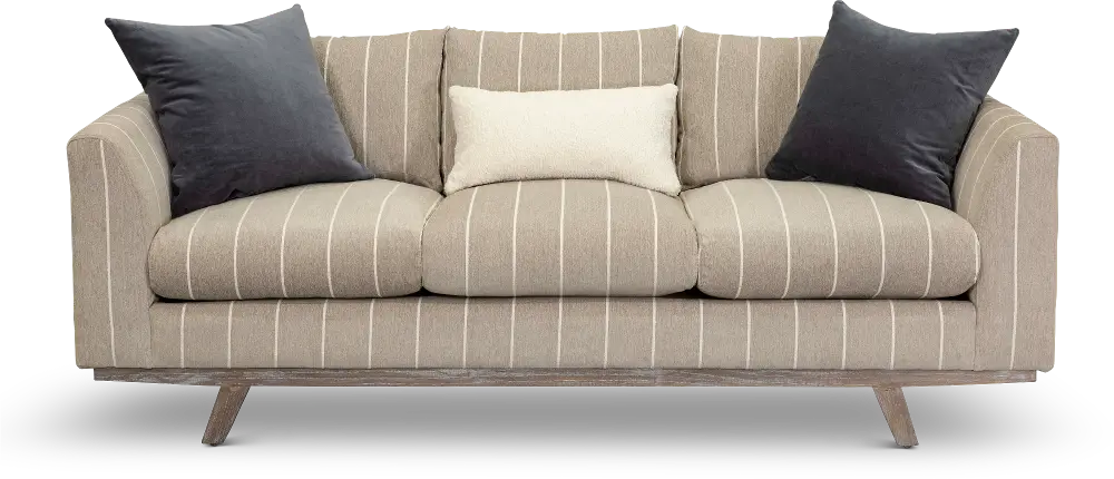 Casual Modern Striped Taupe Sofa - Bexley-1