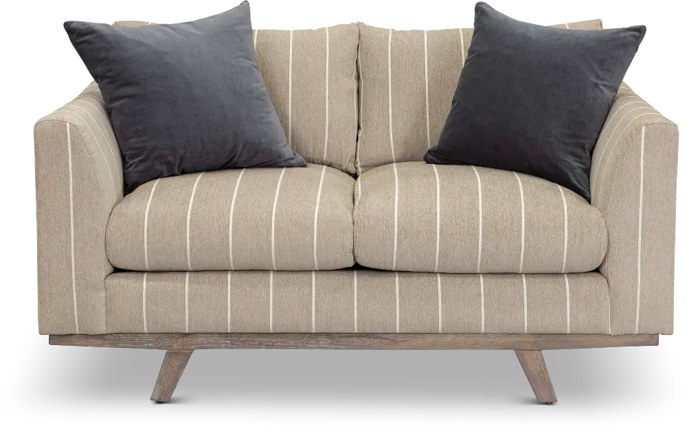 Casual Modern Striped Taupe Loveseat - Bexley-1