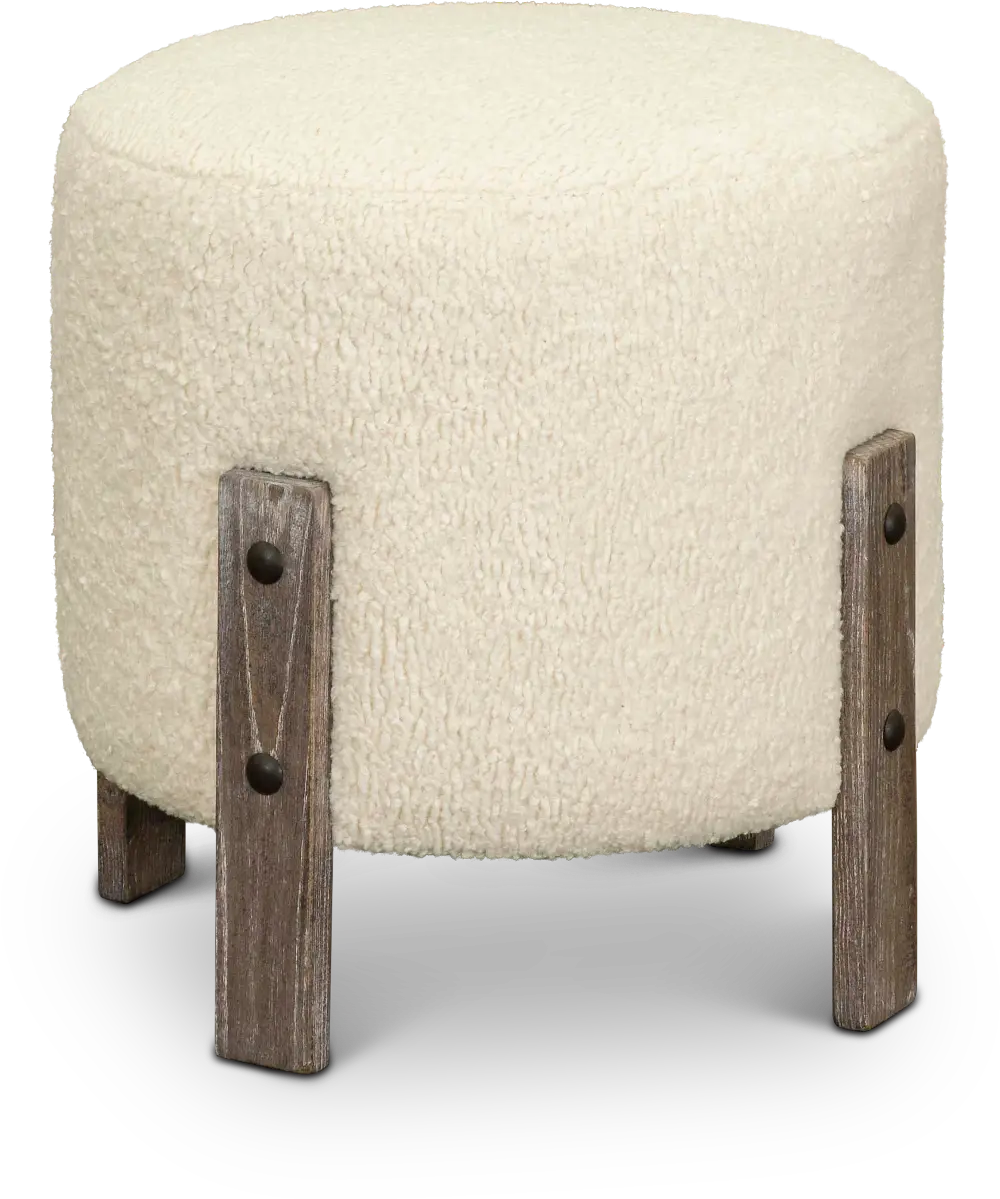 Modern Cream and Wood Accent Ottoman - Bexley-1
