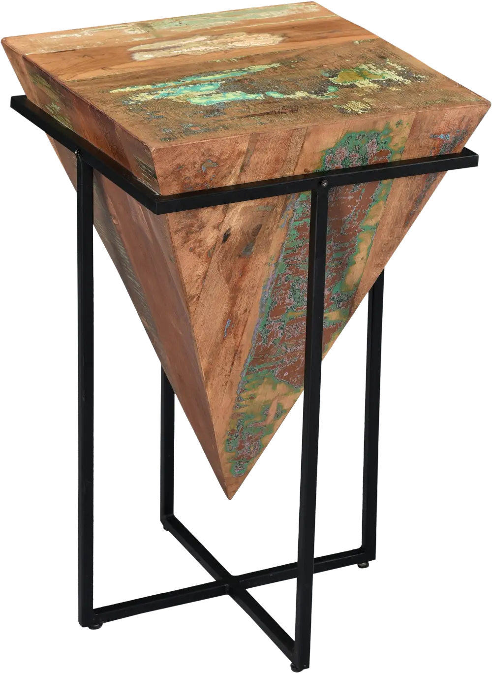37122/CONEACCNTTBL Multi Color Inverted Cone Accent Table in Metal Base-1