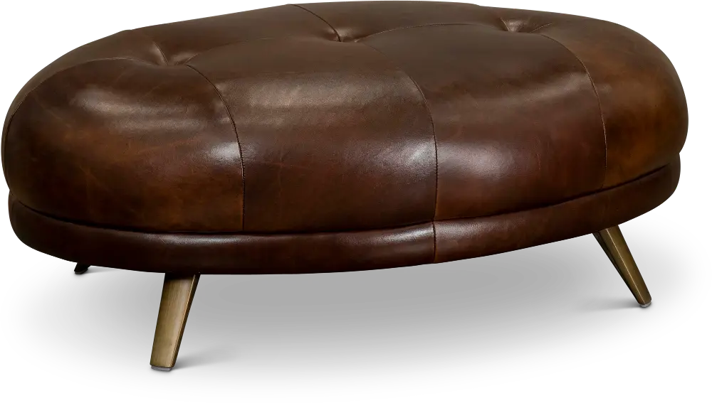 Modern Brown Leather Ottoman - Rockford-1