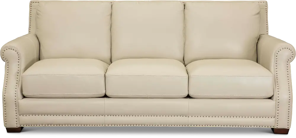 Traditional Cream Leather Sofa - Coastal-1