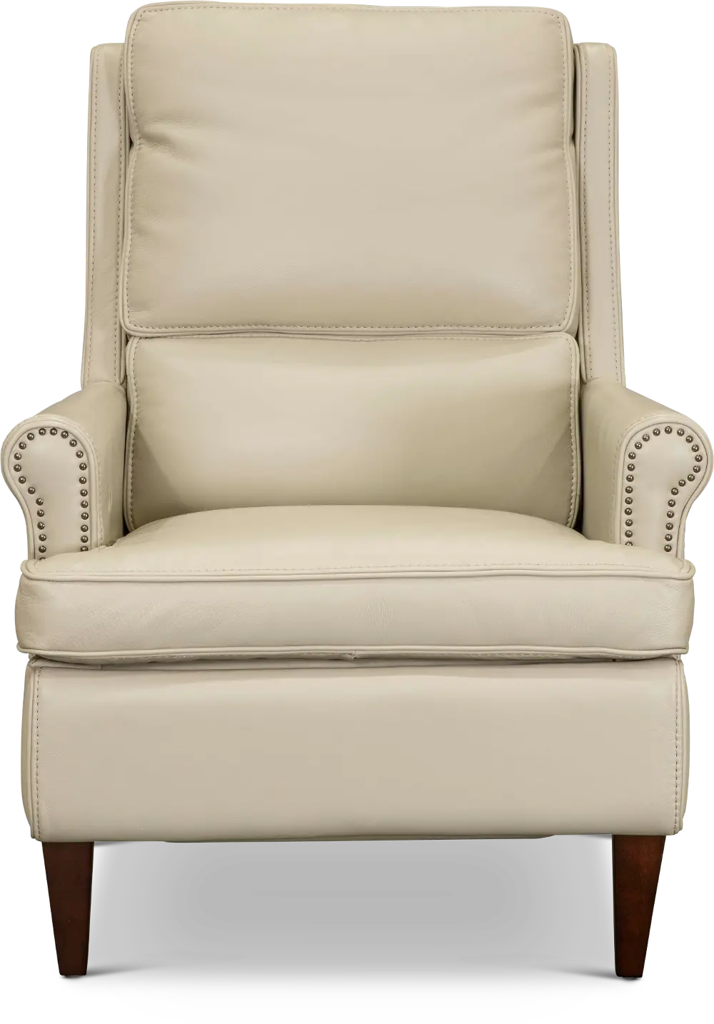 Traditional Cream Leather Reclining Chair - Coastal-1